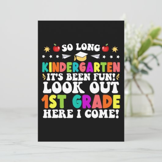 So Long Kindergarten Look Out 1st Graduation Aankondiging (Staand voorkant)
