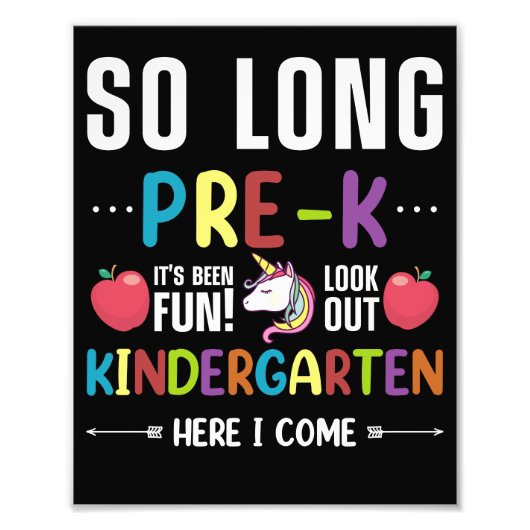 So Long Pre-K Kindergarten Here I Come Pre-k Foto Afdruk (Voorkant)