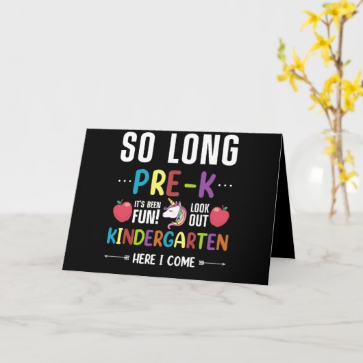 So Long Pre-K Kindergarten Here I Come Pre-k Kaart (Gele Bloem)