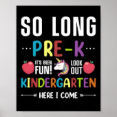 So Long Pre-K Kindergarten Here I Come Pre-k Poster (Voorkant)