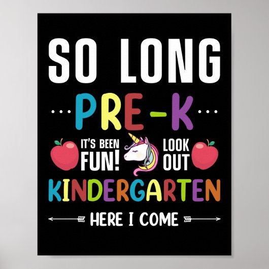 So Long Pre-K Kindergarten Here I Come Pre-k Poster (Voorkant)