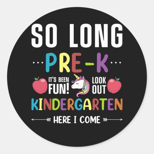So Long Pre-K Kindergarten Here I Come Pre-k Ronde Sticker (Voorkant)