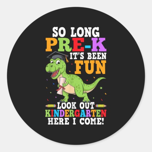 So Long Pre-k Preschool Afstuderen Kindergarten He Ronde Sticker (Voorkant)