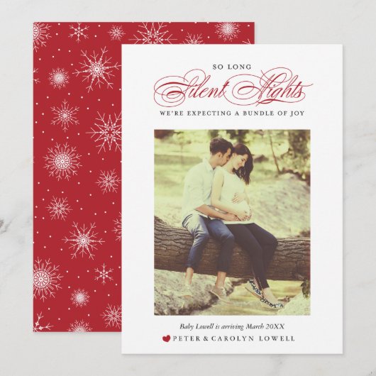 So Long Silent Nights zwangerschapsaankondiging Feestdagenkaart (Voorkant / Achterkant)