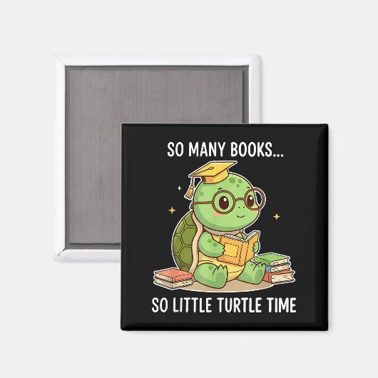 So Many Books Little Time Turtle Scholar  Magneet (Voorkant / Achterkant)