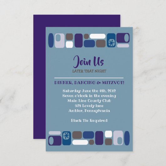 SO MOD Bar Mitzvah Reception Kaart (Voorkant / Achterkant)