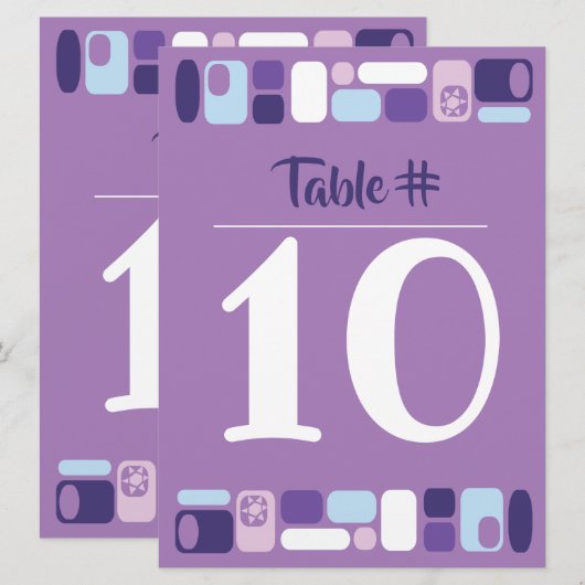SO MOD Bat Mitzvah Table Number Kaart (Voorkant / Achterkant)