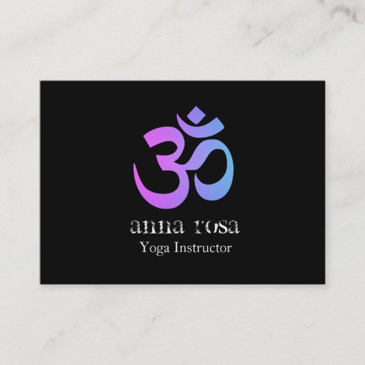 *~* So Modern Elegant Yoga Instructor Om Symbol Visitekaartje (Voorkant)