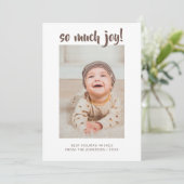 So Much Joy Baby's First Christmas Photo  Feestdagenkaart (Staand voorkant)