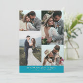 So Much Love Elegant Wedding Photo Aqua Blue Bedankkaart (Staand voorkant)