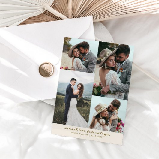 So Much Love Elegant Wedding Photo Cream Bedankkaart