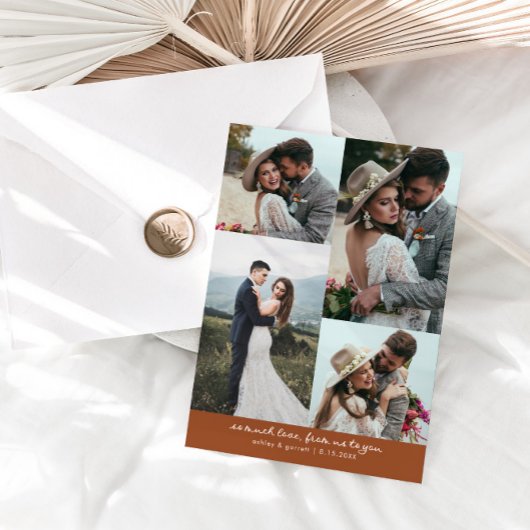 So Much Love Elegant Wedding Photo Terracotta Bedankkaart