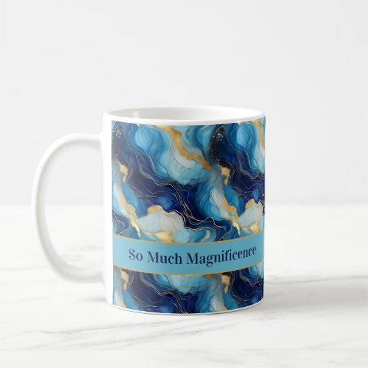 "So Much Magnificence" Decoratieve Blauw Gouden Mo Koffiemok (Links)