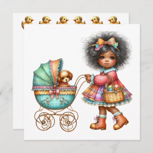 SO Precious Baby Buggy Thema Uitnodiging (Voorkant / Achterkant)