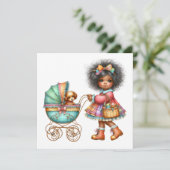 SO Precious Baby Buggy Thema Uitnodiging (Staand voorkant)