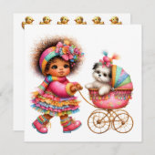 SO Precious Baby Buggy Thema Uitnodiging (Voorkant / Achterkant)