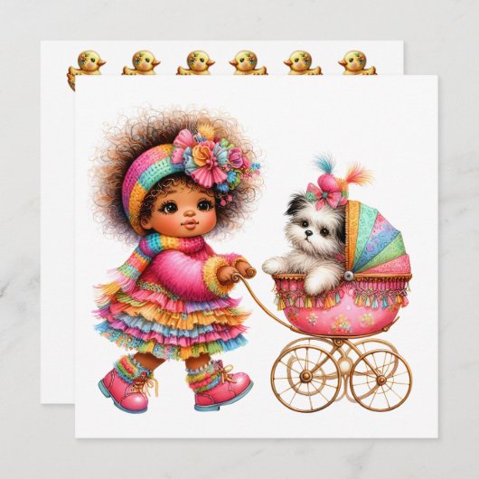 SO Precious Baby Buggy Thema Uitnodiging (Voorkant / Achterkant)