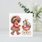 SO Precious Baby Buggy Thema Uitnodiging (Staand voorkant)