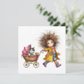 SO Precious Baby Buggy Thema Uitnodiging (Staand voorkant)