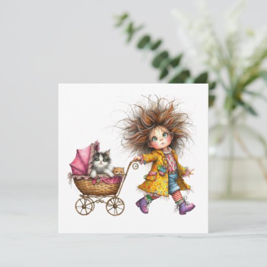 SO Precious Baby Buggy Thema Uitnodiging (Staand voorkant)