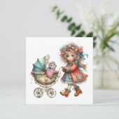 SO Precious Baby Buggy Thema Uitnodiging (Staand voorkant)