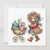 SO Precious Baby Buggy Thema Uitnodiging (Voorkant)