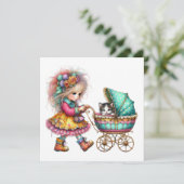 SO Precious Baby Buggy Thema Uitnodiging (Staand voorkant)