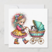 SO Precious Baby Buggy Thema Uitnodiging (Voorkant)