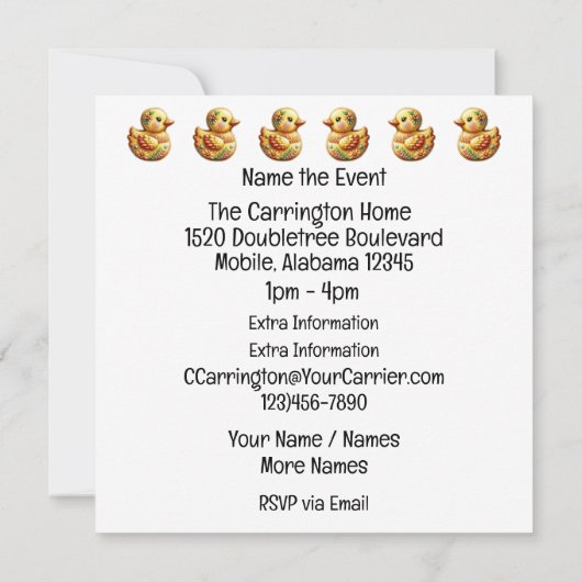 SO Precious Baby Buggy Theme Invitation Kaart (Achterkant)