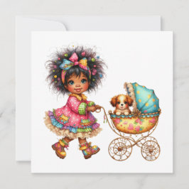 SO Precious Baby Buggy Theme Invitation Kaart