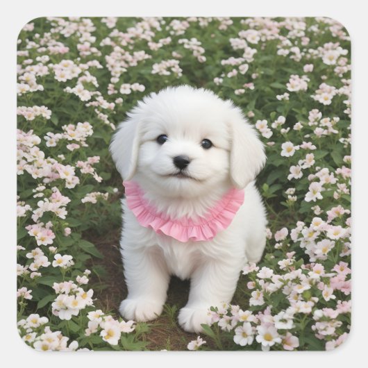so pretty doggy vierkante sticker (Voorkant)