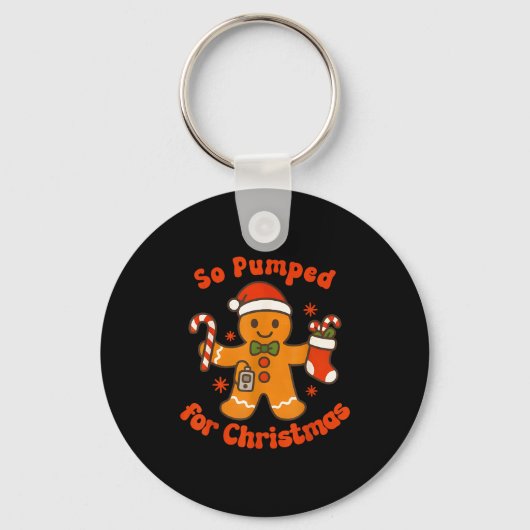 So Pumped For Christmas Gingerbread Diabetic Aware Sleutelhanger (Voorkant)