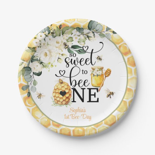 So Sweet to Be One 1st Birthday Plate Papieren Bordje (Voorkant)