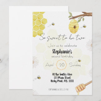 so sweet to be two- bee edit birthday invitation kaart