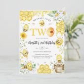 So Sweet To Be Two Honey Bee 2nd Birthday Kaart (Staand voorkant)