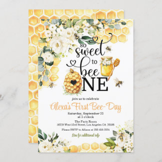 So Sweet to Bee One 1st Birthday Invitation Kaart