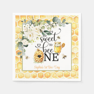 So Sweet to Bee One 1st Birthday Napkin Servet