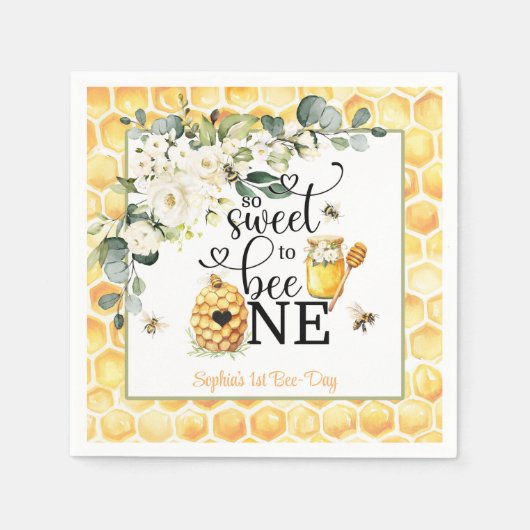 So Sweet to Bee One 1st Birthday Napkin Servet (Voorkant)