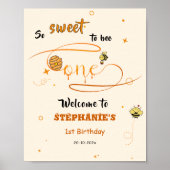 So Sweet To Bee One Honey Bee 1st Birthday Welcome Poster (Voorkant)