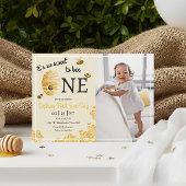 So Sweet To Bee One Honeycomb First Birthday Photo Kaart