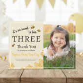 So Sweet To Bee Three 3rd Birthday Honey Bee Photo Bedankkaart