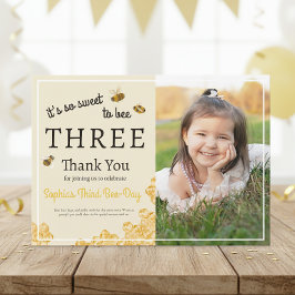 So Sweet To Bee Three 3rd Birthday Honey Bee Photo Bedankkaart