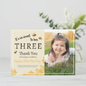So Sweet To Bee Three 3rd Birthday Honey Bee Photo Bedankkaart (Staand voorkant)
