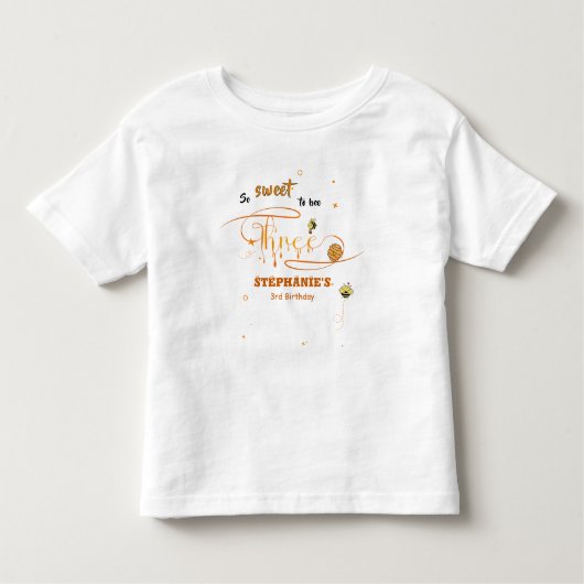 So Sweet To Bee Three Cute Honey Bee 3rd Birthday Kinder Shirts (Voorkant)