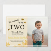 So Sweet To Bee Two 2nd Birthday Honey Bee Photo Bedankkaart (Voorkant / Achterkant)