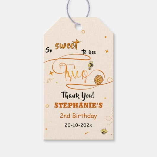 So Sweet To Bee Two Cute Honey Bee 2nd Birthday Cadeaulabel (Voorkant)