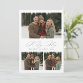  So Very Merry Elegant Script Joyful Family Photo Feestdagenkaart (Staand voorkant)