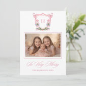 So Very Merry Nutcracker Monogram Crest  Feestdagenkaart (Staand voorkant)