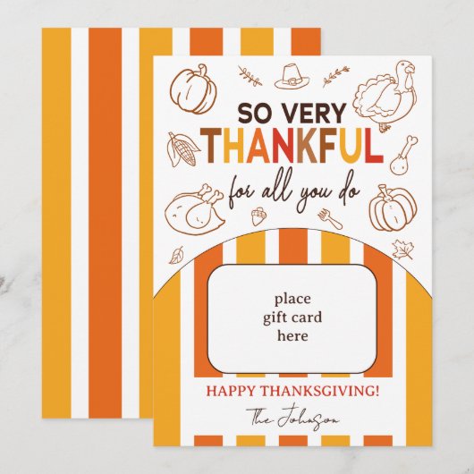 So Very Thankful Fall Thanksgiving Gift Card Holde Kaart (Voorkant / Achterkant)