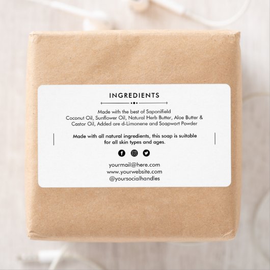 Soap Bar Ingrediënten Lijst Productlabel Sticker (Insitu)